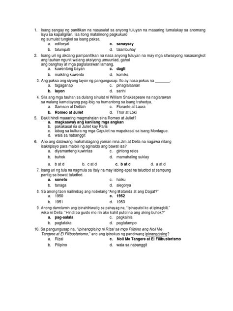 grade 10 palang nagsalpukan na|Grd10 Filipino Panimulang Pagtataya (MGA SAGOT) .
